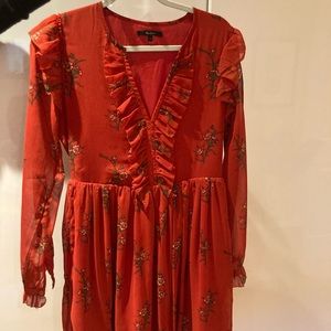 Red Floral Baby Doll Dress